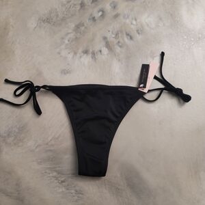 Victoria's Secret Black Tie-Side Thong  Bikini Bottom